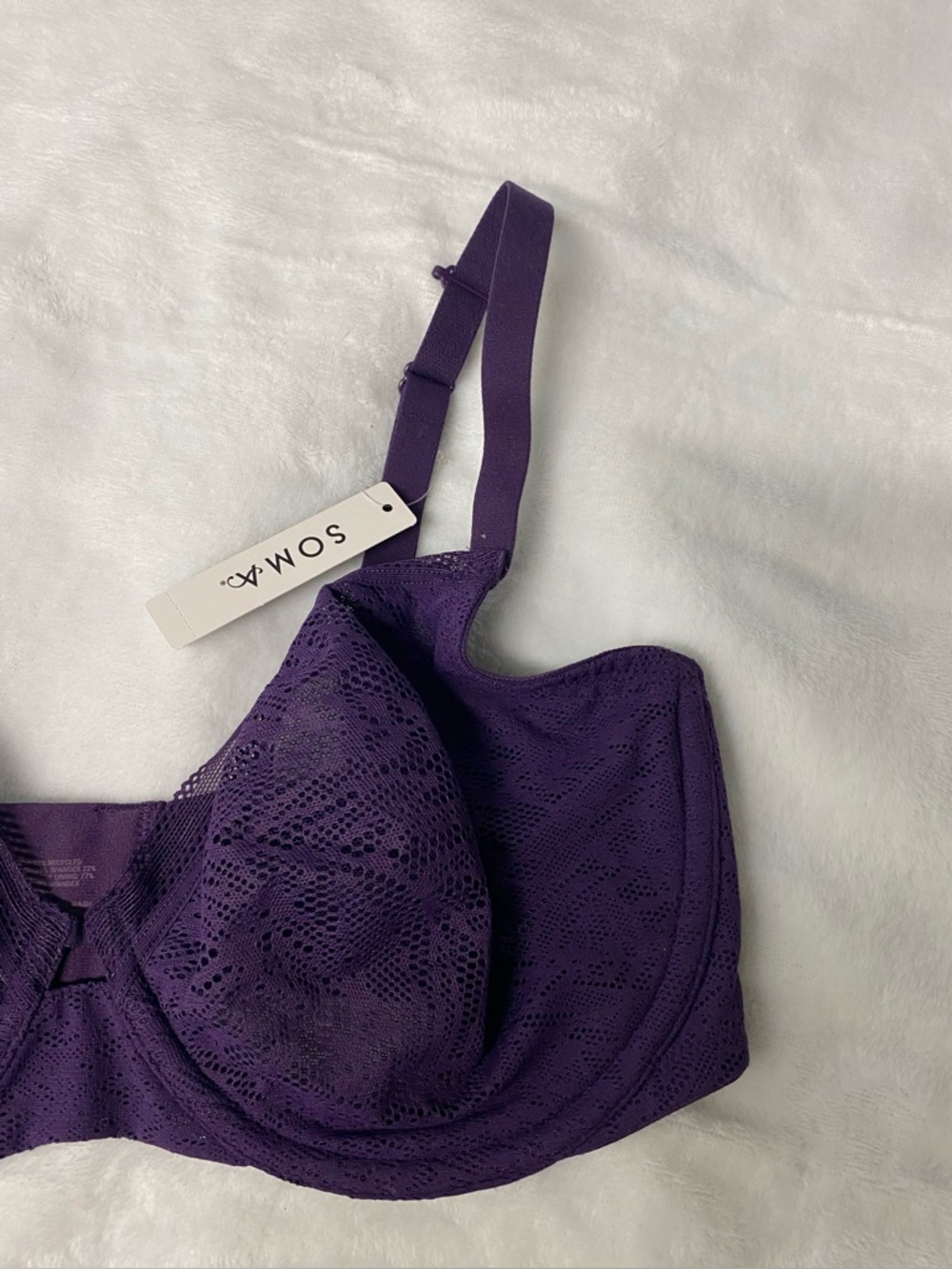 New With Tags Soma Unlined Perfect Coverage Bra With Underwire 36DD Purple - Picture 4 of 6